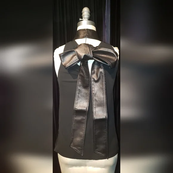 Tom Ford  Gucci 100% viscose 100% lambskin leather Black razor tank top  Bow 40 - Picture 2 of 16
